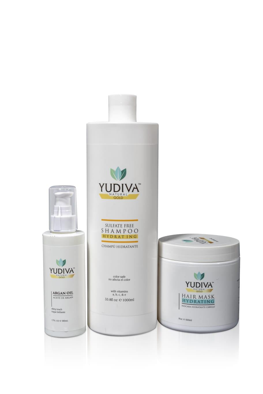 יודיבה שמפו ללא מלחים 1 ליטר +מסיכה מקצועית לשיער 500 מ"ל+סרום שמן ארגן לשיער 100 מ"ל - pharm2u