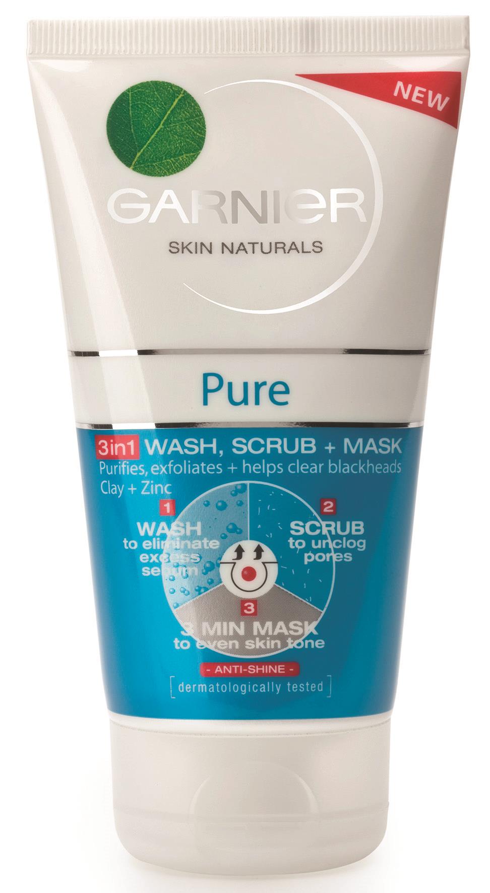 גרנייה פיור 3ב1 ניקוי+גרגרים+מסיכה 150 מ"ל-pharm2u