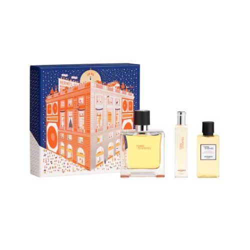 Hermes - Terre D'hermes 3PCS Pure Parfum For Men 75ML + SG 40ML + Mini 15ML - טר דה הרמס מארז 3 חלקים פיור פרפיום לגבר 75 מ"ל + ג'ל רחצה 40 מ"ל + בושם מוקטן 15 מ"ל - הרמס - pharm2u