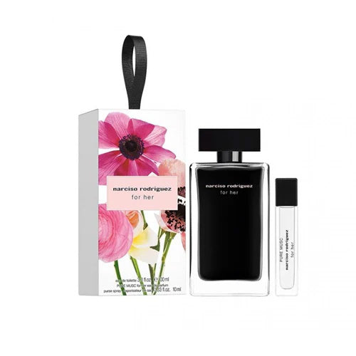 Narciso Rodriguez - For Her 2PCS EDT For Women 100ML + Mini 10ML - נרסיסו רודריגז מארז 2 חלקים אדט לאישה 100 מ"ל + בושם מוקטן 10 מ"ל - נרסיסו רודריגז - pharm2u