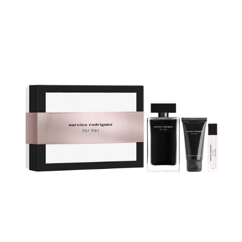 Narciso Rodriguez - For Her 3PCS EDT For Women 100ML + BL 50ML + Mini 10ML - נרסיסו רודריגז מארז 3 חלקים אדט לאישה 100 מ"ל + קרם גוף 50 מ"ל + בושם מוקטן 10 מ"ל - נרסיסו רודריגז - pharm2u
