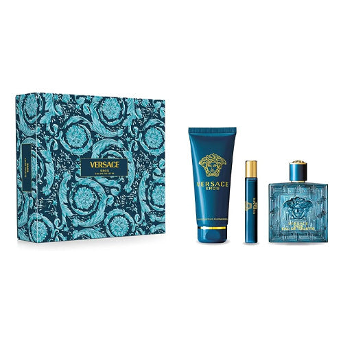 Versace - Eros 3PCS EDT For Men 100ML + SG 150ML + Mini 5ML - ארוס מארז 3 חלקים אדט לגבר 100 מ"ל + ג'ל רחצה 150 מ"ל + בושם מוקטן 5 מ"ל - ורסצ'ה - pharm2u