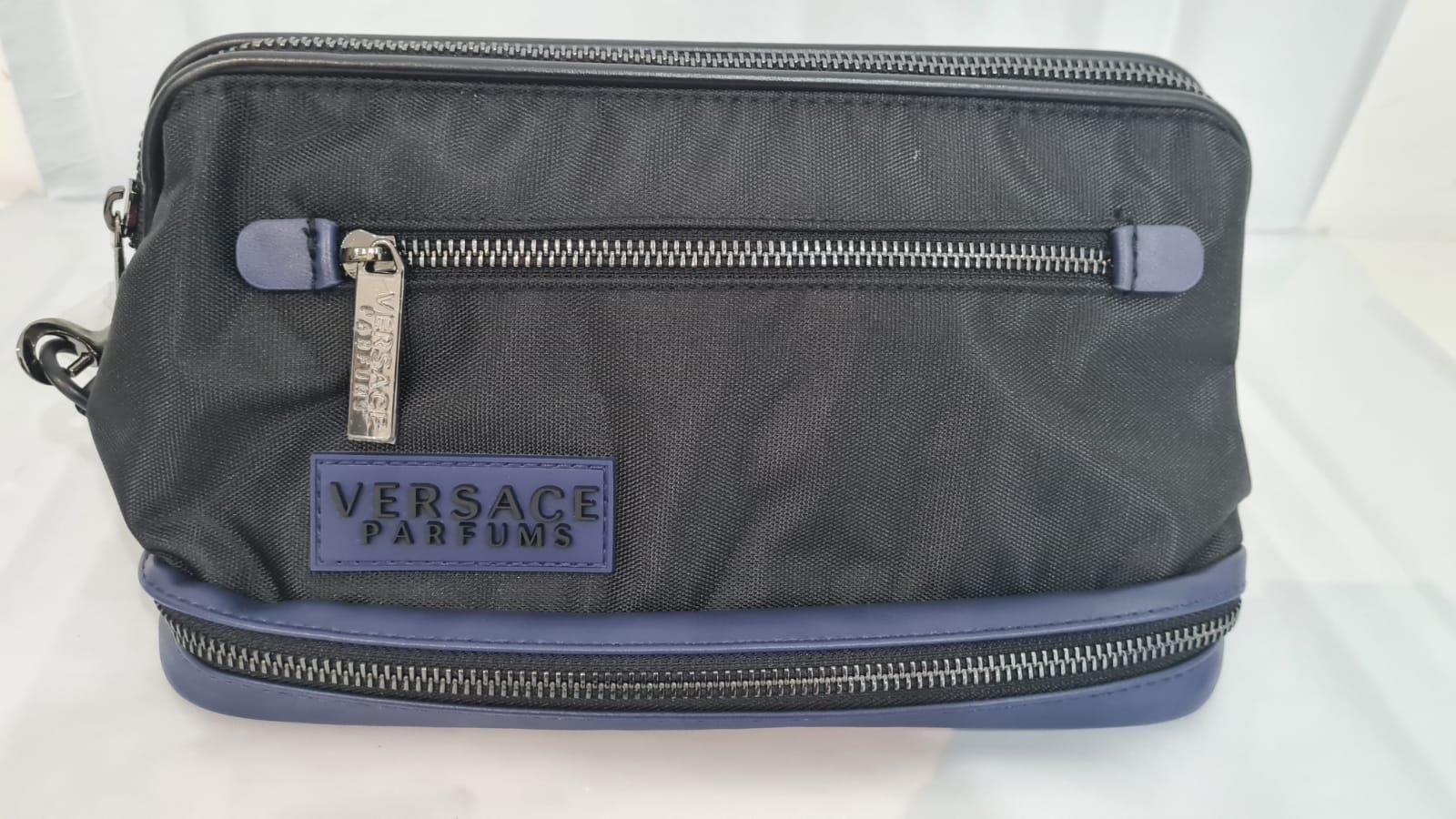 Versace Perfume תיק רחצה שחור לגבר עם 3 תאים 15*15*30-pharm2u