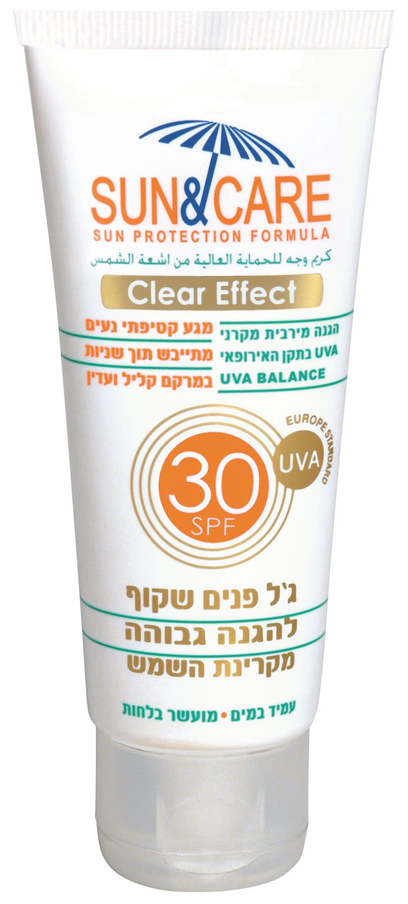 סאן&קאר ג'ל הגנה שקוף לפנים 3 יח' 60 מ"ל SPF30 UVA B