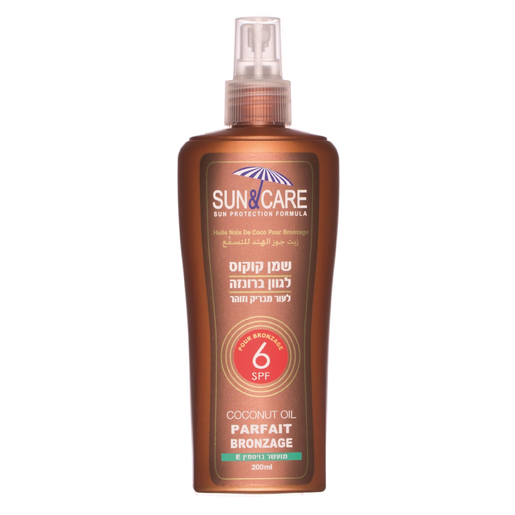 סאן&קאר שמן קוקוס  200 מ"ל SPF6-pharm2u