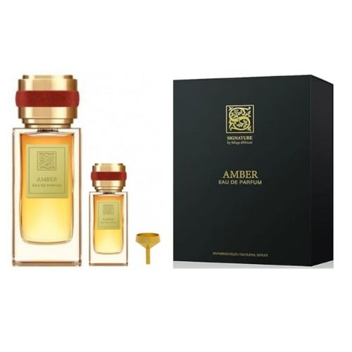 Signature - Amber 3PCS EDP Unisex 100ML + Mini 15ML + Funnel - אמבר מארז 3 חלקים אדפ יוניסקס 100 מ"ל + בושם מוקטן 15 מ"ל + משפך - סיגנטור