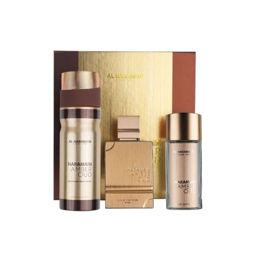 Al Haramain - Amber Oud Gold Edition 3PCS EDP Unisex 75ML + Mini 30ML + Fragrance Mist 200ML - גולד אדישן מארז 3 חלקים אדפ יוניסקס 75 מ"ל + בושם מוקטן 30 מ"ל + פרגרנס מיסט 200 מ"ל - אל הרמיין - pharm2u 