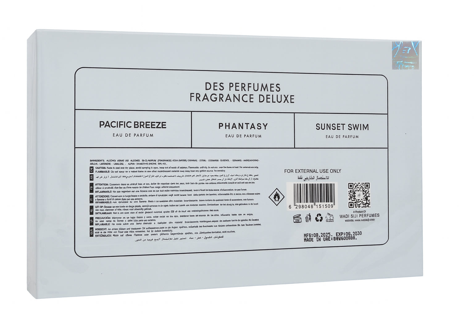 Des Perfumes Fragrance Deluxe Set 3 x 30ml EDP  סט 3 בשמים יוניסקס פנטזי, סאנסט סווים, פסיפיק בריז - pharm2u 