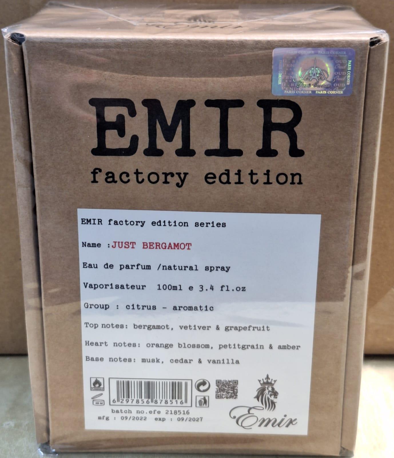 Emir Just Bergamot אמיר פקטורי אדישן ג'סט ברגמוט יוניסקס א.ד.פ 100 מ"ל-pharm2u