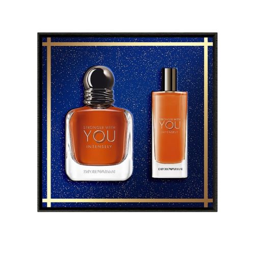 Giorgio Armani - Stronger With You Intensely 2PCS EDP For Men 100ML + Mini 15ML - סטרונגר וויט יו אינטנסלי מארז 2 חלקים אדפ לגבר 100 מ"ל + בושם מוקטן 15 מ"ל - ג'ורג'יו ארמני - pharm2u 