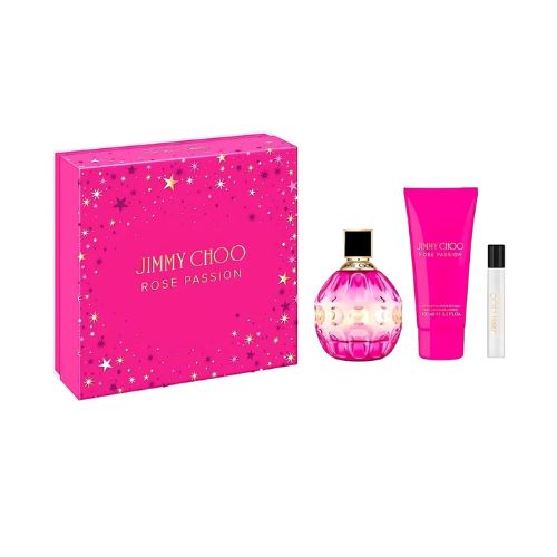 Jimmy Choo - Rose Passion 3PCS EDP For Women 100ML + BL 100ML + Mini 7.5ML - רוז פאשן מארז 3 חלקים אדפ לאישה 100 מ"ל + קרם גוף 100 מ"ל + בושם מוקטן 7.5 מ"ל - ג'ימי צ'ו - pharm2u 
