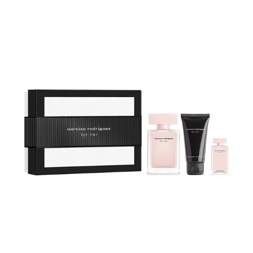 Narciso Rodriguez - For Her 3PCS EDP For Women 100ML + BL 50ML + Mini 10ML - נרסיסו רודריגז מארז 3 חלקים אדפ לאישה 100 מ"ל + קרם גוף 50 מ"ל + בושם מוקטן 10 מ"ל - נרסיסו רודריגז - pharm2u 