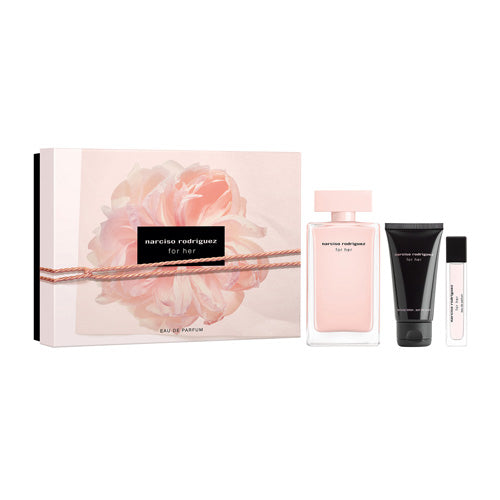 Narciso Rodriguez - For Her 3PCS EDP For Women 100ML + BM 50ML + Mini 10ML - נרסיסו רודריגז מארז 3 חלקים אדפ לאישה 100 מ"ל + חלב גוף 50 מ"ל + בושם מוקטן 10 מ"ל - נרסיסו רודריגז - pharm2u 