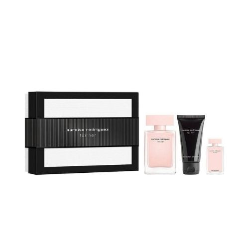 Narciso Rodriguez - For Her 3PCS EDP For Women 50ML + BL 50ML + Mini 7.5ML - פור הר מארז 3 חלקים אדפ לאישה 50 מ"ל + קרם גוף 50 מ"ל + בושם מוקטן 7.5 מ"ל - נרסיסו רודריגז - pharm2u