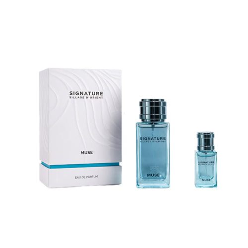 Signature - Muse 3PCS EDP Unisex 100ML + Mini 15ML + Funnel - מיוז מארז 3 חלקים אדפ יוניסקס 100 מ"ל + בושם מוקטן 15 מ"ל + משפך - סיגנטור - pharm2u 
