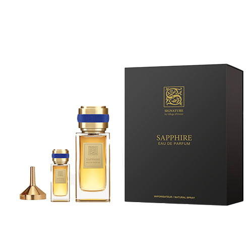 Signature - Sapphire 3PCS EDP Unisex 100ML + Mini 15ML + Funnel - ספיר מארז 3 חלקים אדפ יוניסקס 100 מ"ל + בושם מוקטן 15 מ"ל + משפך - סיגנטור - pharm2u 
