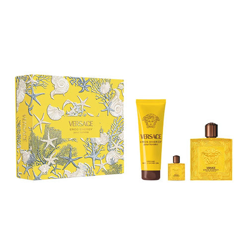Versace - Eros Energy 3PCS EDP For Men 100ML + SG 150ML + Mini 10ML - ארוס אנרג'י מארז 3 חלקים אדפ לגבר 100 מ"ל + ג'ל רחצה 150 מ"ל + בושם מוקטן 10 מ"ל - ורסצ'ה - pharm2u 