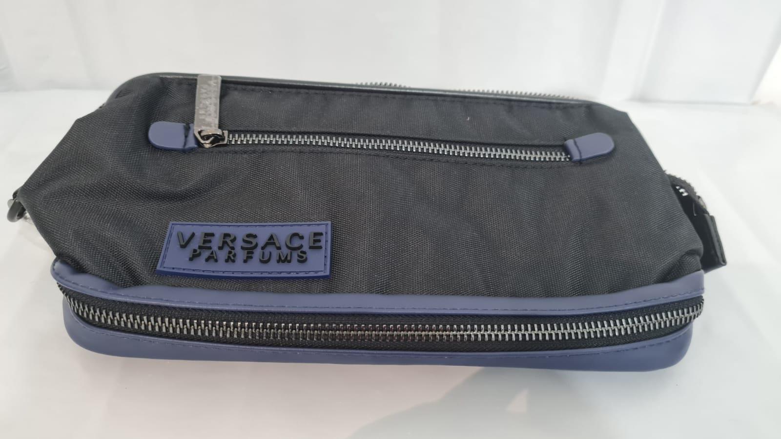 Versace Perfume תיק רחצה שחור לגבר עם 3 תאים 15*15*30-pharm2u