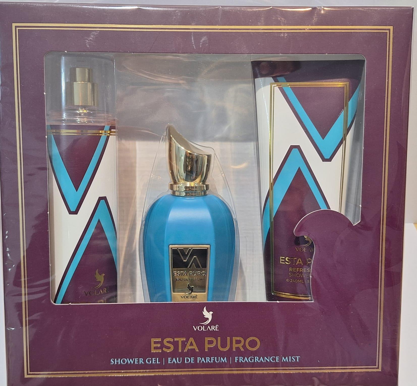 Volare Esta Puro Set 250  וולאר אסטה פורו סט בושם 100מל+ ג'ל רחצה 240מל + בודי מיסט - pharm2u 
