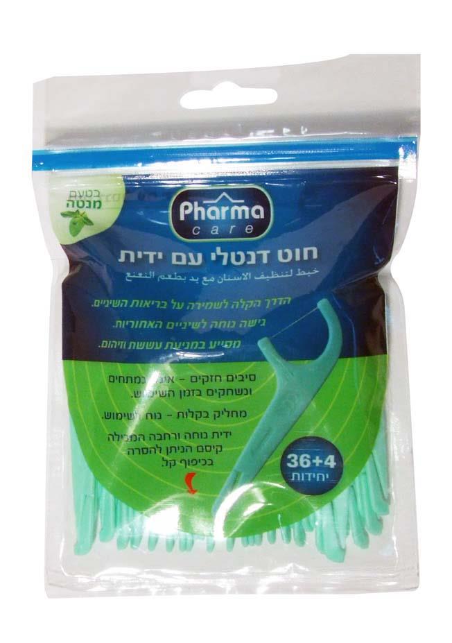 'פארמה קאר חוט דנטלי ידית מנטה 40 יח-pharm2u